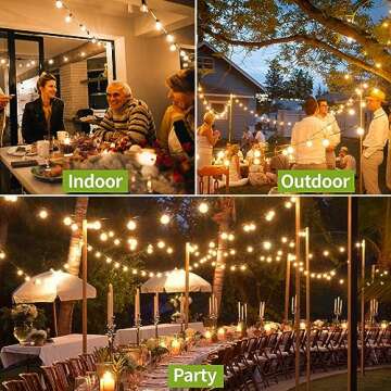 shineshine 50FT Outdoor String Lights, Globe String Lights with 27 Globe Bulbs(2 Spare), Waterproof ...