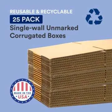 BOX USA 10 x 8 x 4 Corrugated Cardboard Boxes, Flat 10"L x 8"W x 4"H, Pack of 25 | Shipping, Packaging, Moving, Storage Box for Home or Business, Strong Wholesale Bulk Boxes