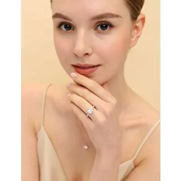 EAMTI 2CT Sterling Silver Princess Cut CZ Ring