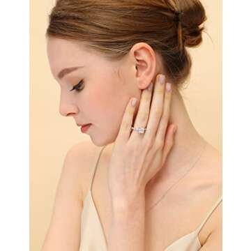 EAMTI 2CT Sterling Silver Princess Cut CZ Ring
