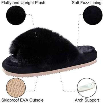 Cozy Plush Cross Band Slippers for Women