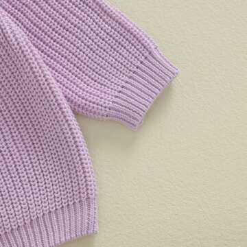 Toddler Baby Boy Girl Halloween Outfit Pumpkin/Ghost Embroidery Knit Sweater Oversized Cute Fall Winter Clothes (Purple B, 18-24 Months)