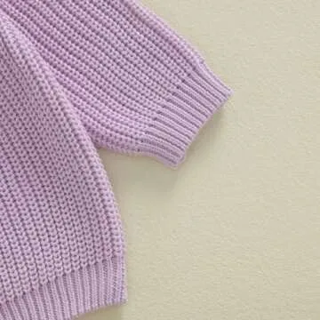 Toddler Baby Boy Girl Halloween Outfit Pumpkin/Ghost Embroidery Knit Sweater Oversized Cute Fall Winter Clothes (Purple B, 18-24 Months)