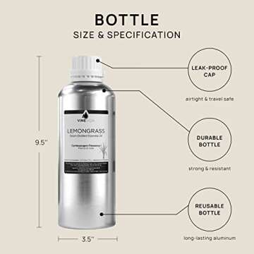 VINEVIDA Lemongrass Essential Oil 32 oz - Undiluted Lemongrass Oil 32 oz - Lemongrass Candle Oil Sce...