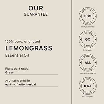 VINEVIDA Lemongrass Essential Oil 32 oz - Undiluted Lemongrass Oil 32 oz - Lemongrass Candle Oil Scent - DIY Candle Scents for Candlemaking - Bulk Essential Oil for Soap Making Safe for Skin