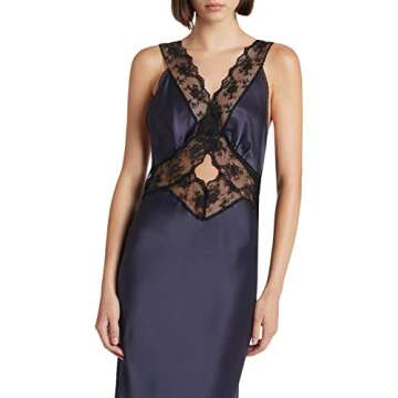 Women Satin V Neck Sleeveless Midi Dress Backless Tie Waist Bodycon Dress Summer Silk Dress Streetwear(Lace Cutout Blue,Medium)