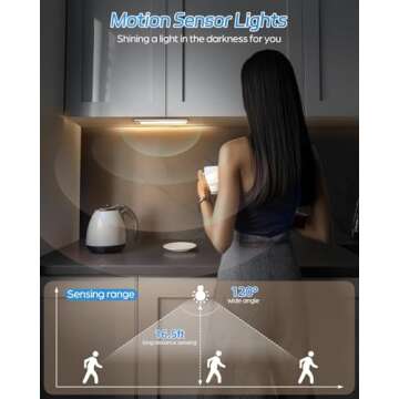 HIBOITEC LED Under Cabinet Lighting 2Pack - Rechargeable, Motion Sensor, 30 LEDs