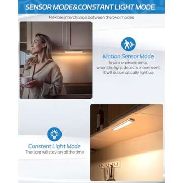 HIBOITEC LED Motion Sensor Under Cabinet Light 2Pack