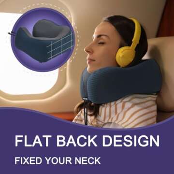 napfun Neck Pillow for Airplane Travel, Pure Memory Foam