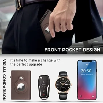 GAOCHALE AirTag Wallet RFID Leather Slim Credit Card Holder