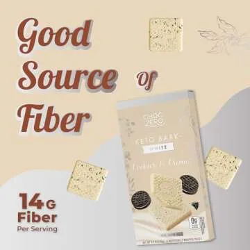 ChocZero Cookies & Cream Keto Bark, White Chocolate Candy Bar, Gluten Free, Low Carb, No Added Sugar, 3.2 Ounce (Pack of 4)