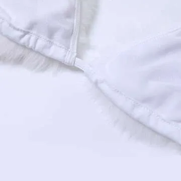 ZOSCGJMY Women's Faux Fur Halter String Triangle Bikini Sets Two Piece Swimsuits (White)