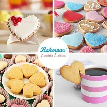 Bakerpan Stainless Steel Heart Cookie Cutter Set, Heart Cookie Cutters for Baking