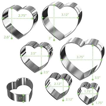 Bakerpan Stainless Steel Heart Cookie Cutter Set, Heart Cookie Cutters for Baking