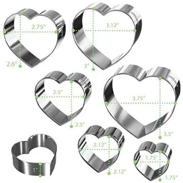 Bakerpan Stainless Steel Heart Cookie Cutter Set, Heart Cookie Cutters for Baking
