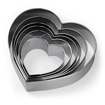 Bakerpan Stainless Steel Heart Cookie Cutter Set, Heart Cookie Cutters for Baking