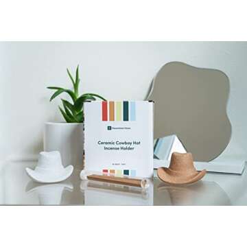 Ceramic Cowboy Hat Incense Holder - 25 Sandalwood Sticks