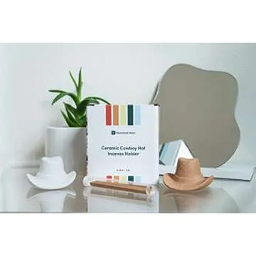 Ceramic Cowboy Hat Incense Holder - 25 Sandalwood Sticks