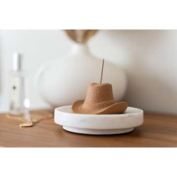 Ceramic Cowboy Hat Incense Holder - 25 Sandalwood Sticks