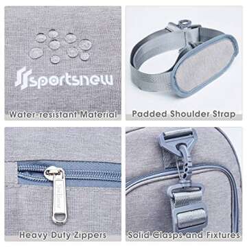 Sports Gym Bag with Wet Pocket & Shoe Compartment