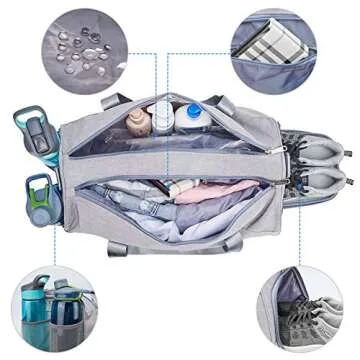 Sports Gym Bag with Wet Pocket & Shoe Compartment