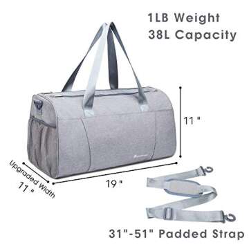 Sports Gym Bag with Wet Pocket & Shoe Compartment
