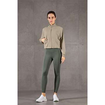 altiland Women's Athletic Running Yoga Gym Track Zip Up Cropped Jackets UPF 50+ Sun Protection Long Sleeve Workout Shirts