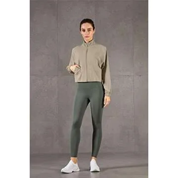 altiland Women's Athletic Running Yoga Gym Track Zip Up Cropped Jackets UPF 50+ Sun Protection Long Sleeve Workout Shirts