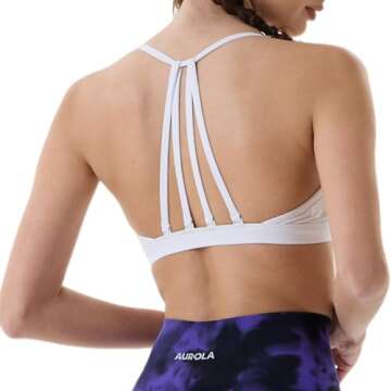 AUROLA Mercury Workout Sports Bras Women Athletic Removable Padded Backless Strappy Halter Light Support Gym Yoga Crop Top