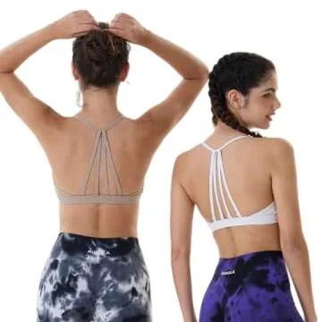 AUROLA Mercury Workout Sports Bras Women Athletic Removable Padded Backless Strappy Halter Light Support Gym Yoga Crop Top
