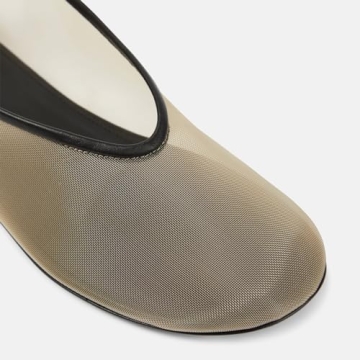 VOLEECE Neutral Crystal Rhinestone Ballet Flats Shoes for Women Round Toe Slip On Mesh Flats Tulle Comfortable Casual Dress Ballerina Shoes