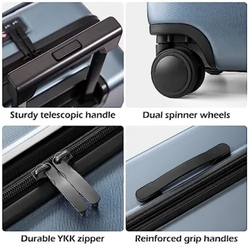 COOLIFE 20in Carry-On Luggage Durable ABS+PC Spinner Front Pocket