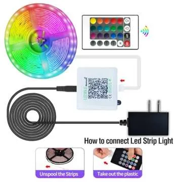 AILBTON Led Strip Lights,60ft Music Sync Color Changing, Built-in Mic,Bluetooth App Control LED Tape Lights with Remote,5050 RGB Rope Light Strips