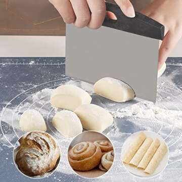 Ourokhome Pastry Dough Bench Scraper Knife and Collapsible Pasta Drying Rack, BPA Free Plastic and 430 Stainless Steel, Kitchen Tool, Dishwasher Safe