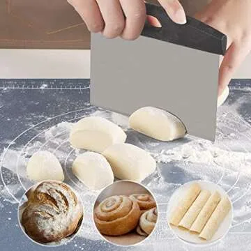 Ourokhome Pastry Dough Bench Scraper Knife and Collapsible Pasta Drying Rack, BPA Free Plastic and 430 Stainless Steel, Kitchen Tool, Dishwasher Safe