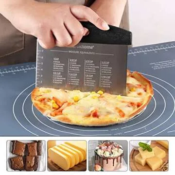 Ourokhome Pastry Dough Bench Scraper Knife and Collapsible Pasta Drying Rack, BPA Free Plastic and 430 Stainless Steel, Kitchen Tool, Dishwasher Safe