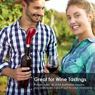 Waerator Instant 1-Button Aeration & Decanter Electric Wine Aerator: Enhance Wine Flavor of Waerator All Ages; Convenient Spout (Red)