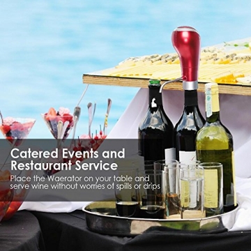 Waerator Instant 1-Button Aeration & Decanter Electric Wine Aerator: Enhance Wine Flavor of Waerator All Ages; Convenient Spout (Red)