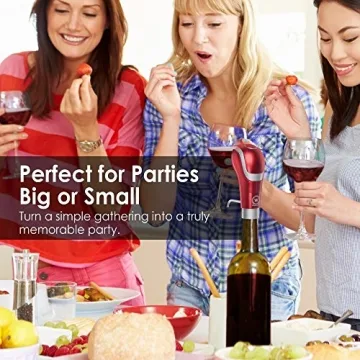 Waerator Instant 1-Button Aeration & Decanter Electric Wine Aerator: Enhance Wine Flavor of Waerator All Ages; Convenient Spout (Red)