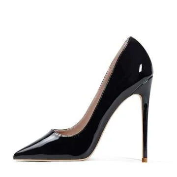 Elisabet Tang Women Pumps, Pointed Toe High Heel 4.7 inch/12cm Party Stiletto Heels Shoes Black 8