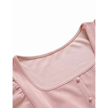 Elegant Puff Sleeve Blouse with Scalloped Hem in Pink