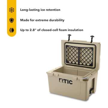 RTIC 45 QT Ultra-Tough Cooler Hard Insulated Portable Ice Chest Box for Beach, Drink, Beverage, Camp...