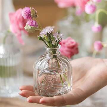 12 Glass Bud Vases Set,Clear Bud Vases in Bulk,Small Vases for Centerpieces,Mini Vintage Vase for Fl...