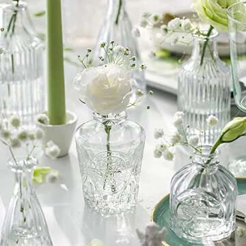 12 Glass Bud Vases Set,Clear Bud Vases in Bulk,Small Vases for Centerpieces,Mini Vintage Vase for Flowers,Rustic Wedding,Home Table Decorations