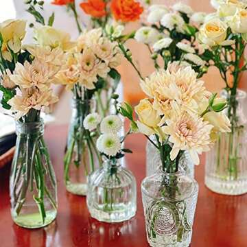 12 Glass Bud Vases Set,Clear Bud Vases in Bulk,Small Vases for Centerpieces,Mini Vintage Vase for Flowers,Rustic Wedding,Home Table Decorations
