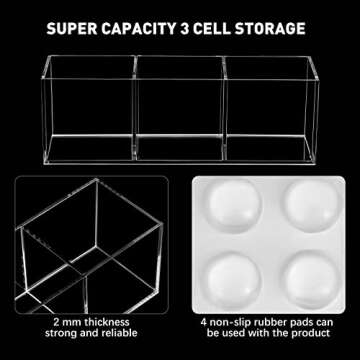 Epakh Acrylic Cube Organizer - Elegant 3 Compartment Holder
