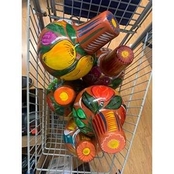 Made in Mexico Authentic Botellón/Cantarito Combo Water Carafe/Mug Cup Drinks Jar Jarra Mexicana Espiga de Barro for Hot or Cold Beverages Drinks Natural Clay Large 12x8.5" Hand Made Painted Large