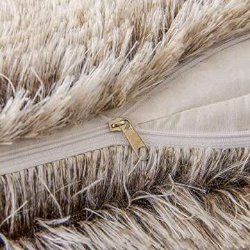 MIULEE Pack of 2 Ultra Soft Fluffy Throw Pillow Covers Decorative Plush Shaggy Double-Sided Faux Fur Winter Pillow Cases Cushions Covers for Cute Sofa Bedroom Car 18x18 Inch Brown Ombre