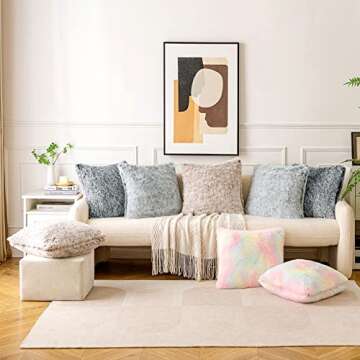 MIULEE Pack of 2 Ultra Soft Fluffy Throw Pillow Covers Decorative Plush Shaggy Double-Sided Faux Fur Winter Pillow Cases Cushions Covers for Cute Sofa Bedroom Car 18x18 Inch Brown Ombre