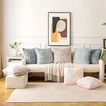 MIULEE Pack of 2 Ultra Soft Fluffy Throw Pillow Covers Decorative Plush Shaggy Double-Sided Faux Fur Winter Pillow Cases Cushions Covers for Cute Sofa Bedroom Car 18x18 Inch Brown Ombre